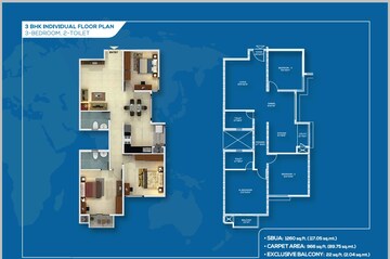 Floor Plan in 3 BHK Apartment at Mantri Webcity, Hennur – for Sale