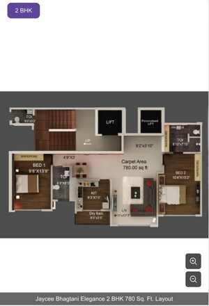 Floor Plan in 2 BHK Apartment at Dn Nagar – for Sale