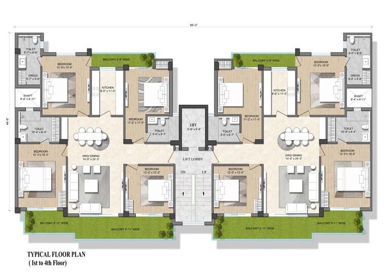 Floor Plan, sector 84 4 Bedroom 2925 Sq.Ft. Builder Floor In Sector 84 Faridabad 9101548