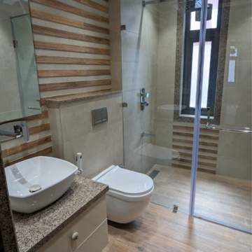 Bathroom in 3 BHK Builder Floor at RWA DDA Flats Kalkaji, Kailash Hills – for Rent