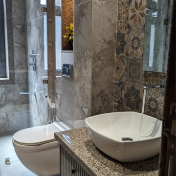 Bathroom in 3 BHK Builder Floor at RWA DDA Flats Kalkaji, Kailash Hills – for Rent