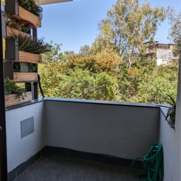 Balcony in 3 BHK Builder Floor at RWA DDA Flats Kalkaji, Kailash Hills – for Rent
