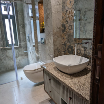 Bathroom in 3 BHK Builder Floor at RWA DDA Flats Kalkaji, Kailash Hills – for Rent