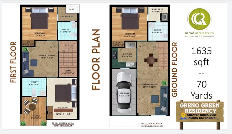 Floor Plan, greno-green-residency 3 Bedroom 1676 Sq.Ft. Villa In Knowledge Park V Greater Noida Greater Noida 9102026