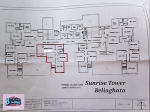 Floor Plan in 3 BHK Apartment at Sunrise Towers, Beliaghata – for Sale