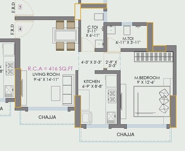 Floor Plan in 1 BHK Apartment at Vaibhav Eastern Groves, Vikhroli East – for Sale