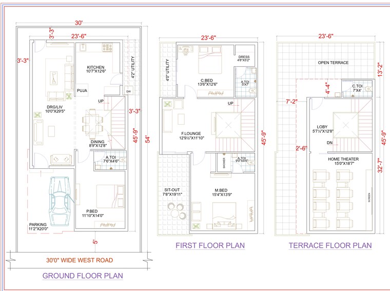 Floor Plan, wadakpally 3 Bedroom 2873 Sq.Ft. Villa In Wadakpally Hyderabad 9103745