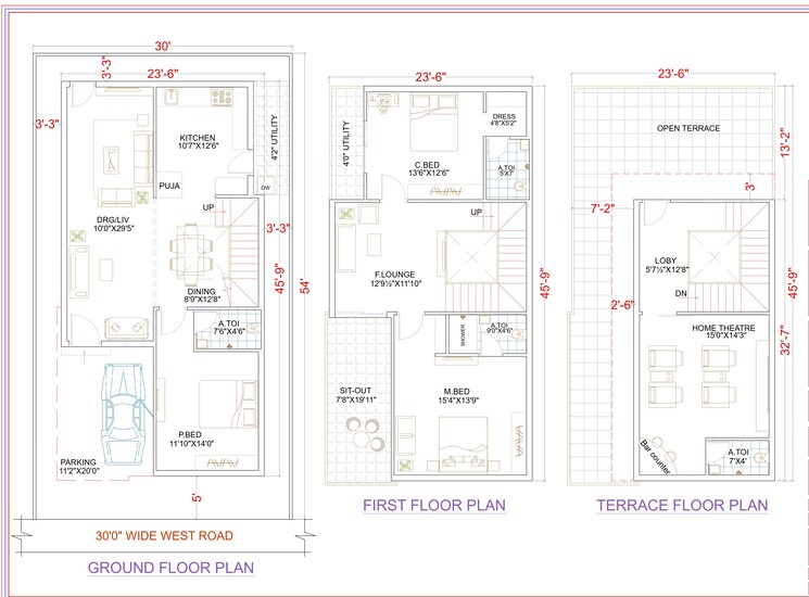 Floor Plan, krishna reddy pet 3 Bedroom 2848 Sq.Ft. Villa In Krishna Reddy Pet Hyderabad 9103785