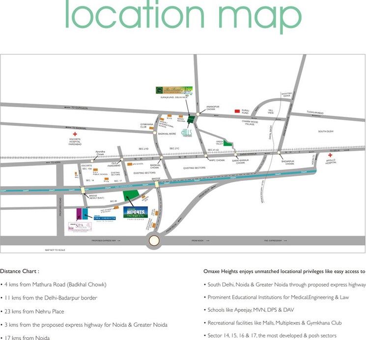 Map Location, omaxe-heights 2 Bedroom 735 Sq.Ft. Apartment In Sector 86 Faridabad 9104040
