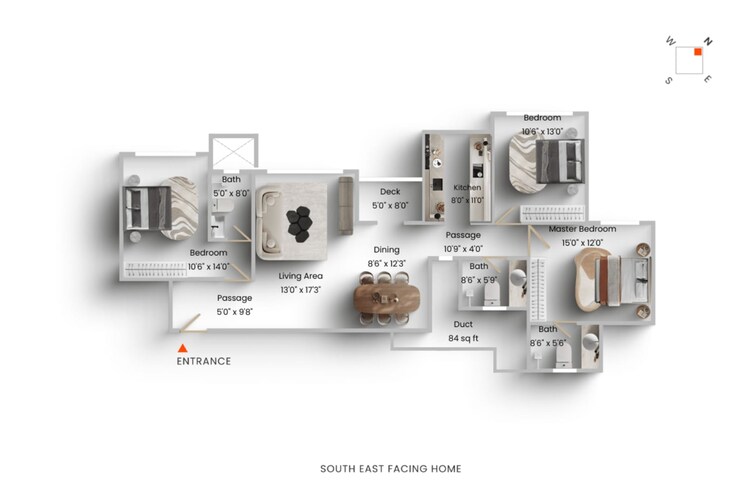 Floor Plan, mahindra-splendour 3 Bedroom 1485 Sq.Ft. Apartment In Bhandup West Mumbai 9105061