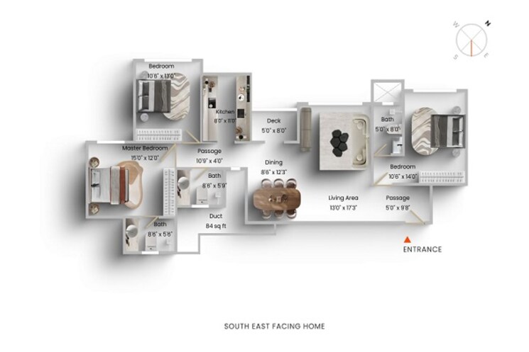 Floor Plan, mahindra-splendour 3 Bedroom 1485 Sq.Ft. Apartment In Bhandup West Mumbai 9105603