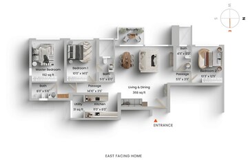 Floor Plan in 3 BHK Apartment at Runwal Bliss, Kanjurmarg East – for Sale