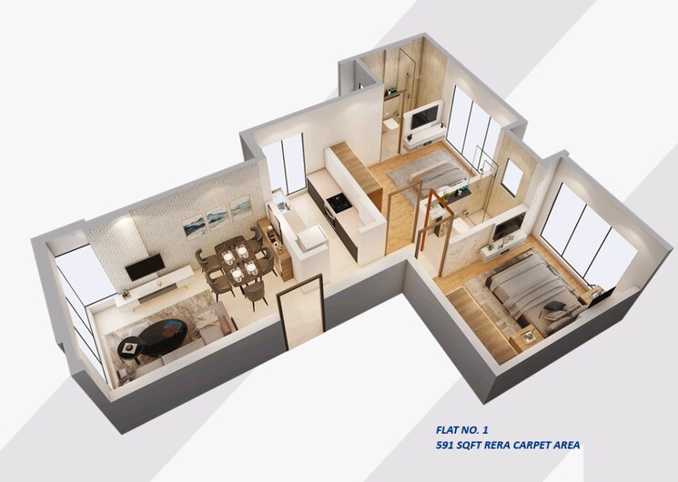 Floor Plan, mighty-akash-chs 2 Bedroom 591 Sq.Ft. Apartment In Malad West Mumbai 9105816