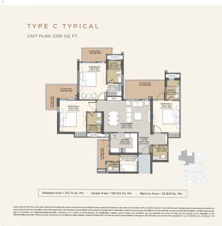 Floor Plan, ace-hanei 3 Bedroom 2290 Sq.Ft. Apartment In Sector 12 Greater Noida Greater Noida 9107679