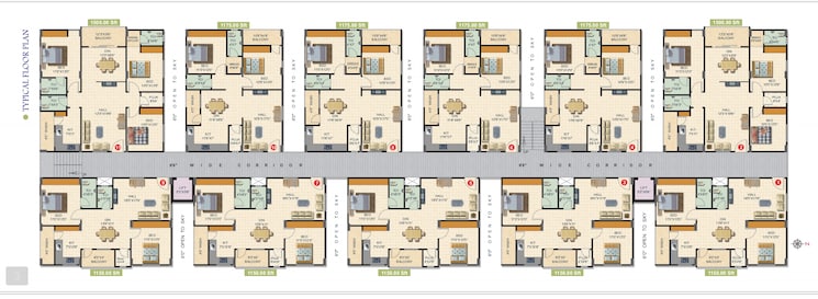 Floor Plan, hafeezpet 2 Bedroom 1275 Sq.Ft. Apartment In Hafeezpet Hyderabad 9108039