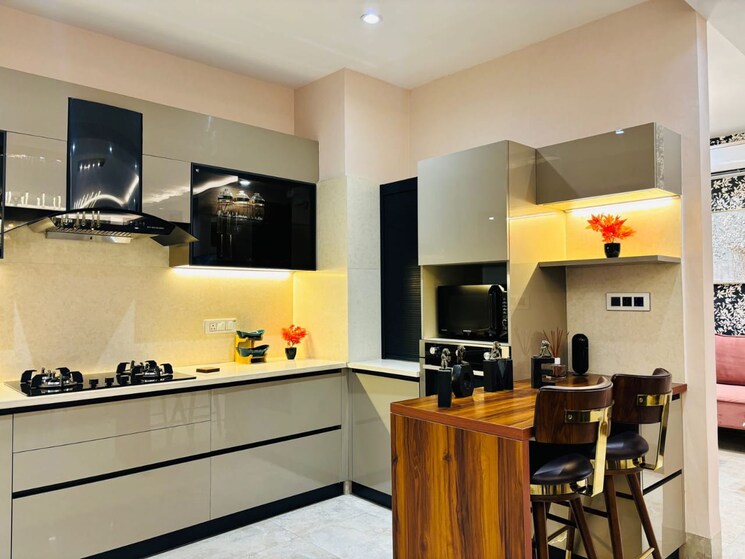 Kitchen, trishla-city 3 Bedroom 1800 Sq.Ft. Apartment In Patiala Road Zirakpur 9108080