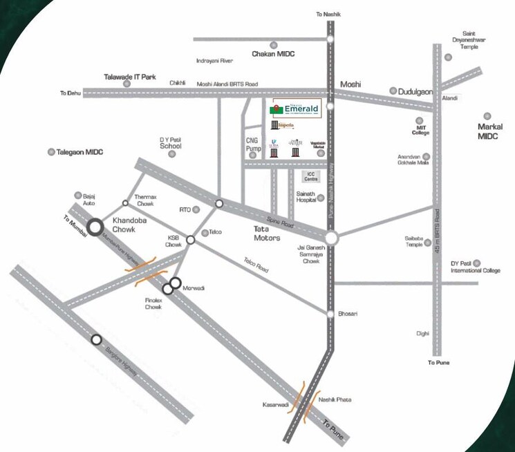 Map Location, nexus-emerald 3 Bedroom 759 Sq.Ft. Apartment In Moshi Pune 9108226