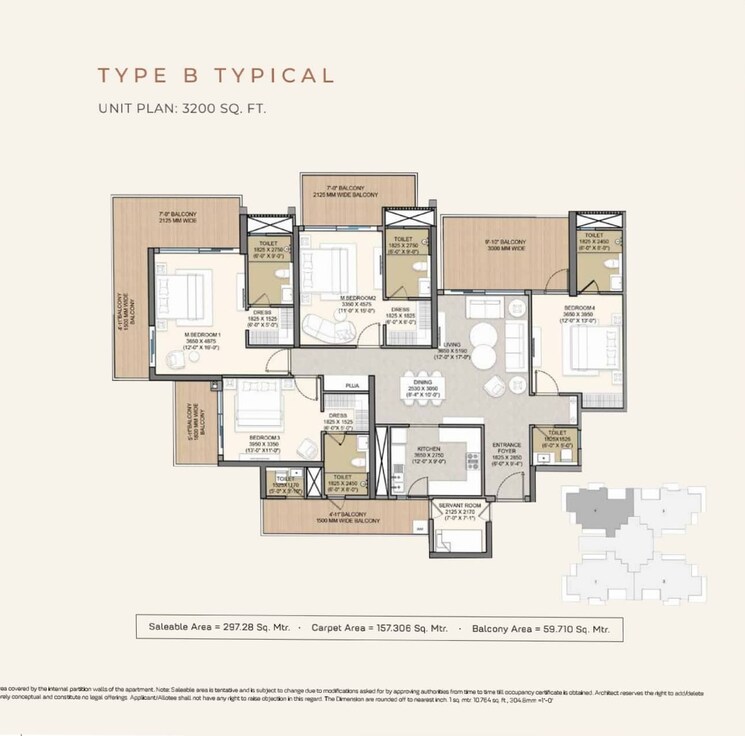 Floor Plan, ace-hanei 4 Bedroom 3200 Sq.Ft. Apartment In Sector 12 Greater Noida Greater Noida 9108264