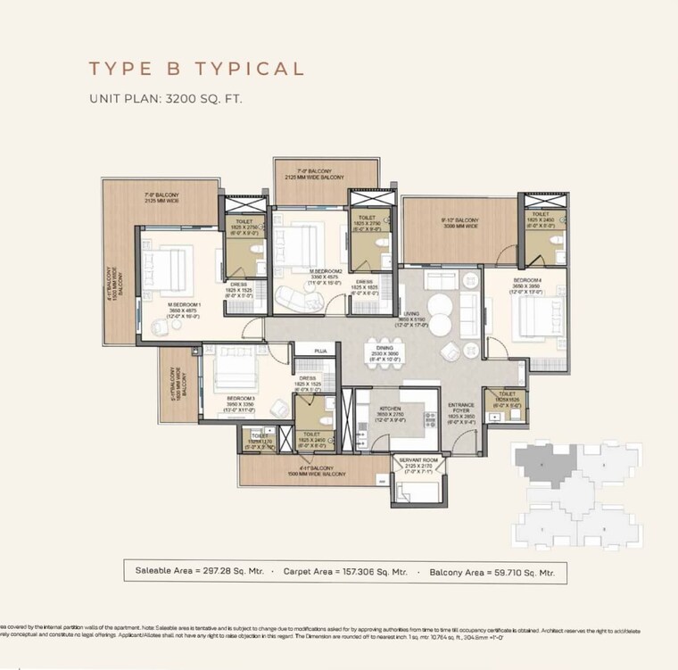 Floor Plan, ace-hanei 4 Bedroom 3200 Sq.Ft. Apartment In Sector 12 Greater Noida Greater Noida 9108264