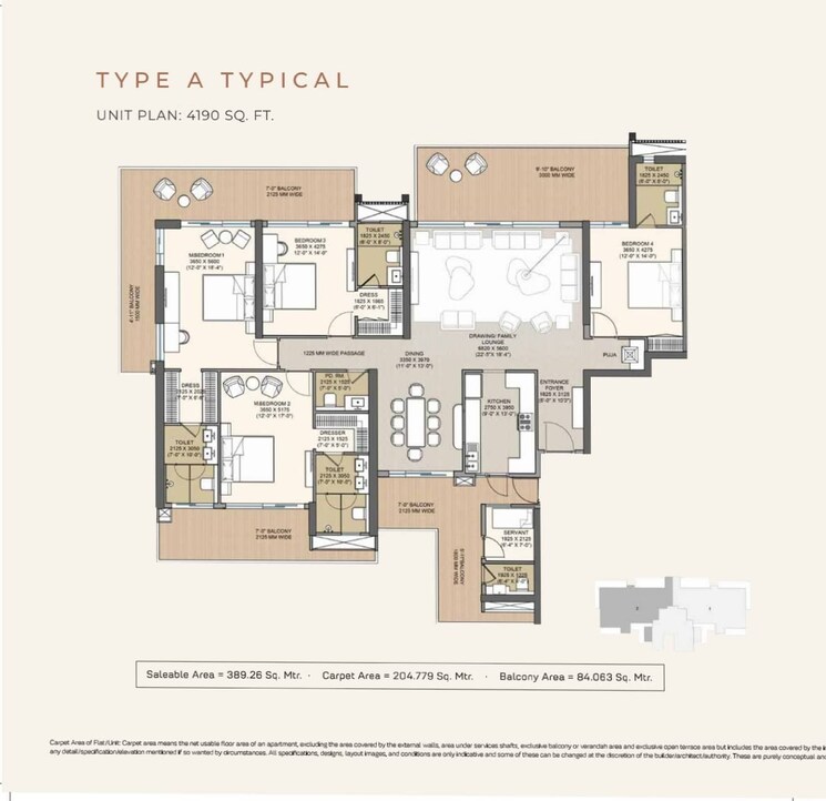Floor Plan, ace-hanei 4 Bedroom 4190 Sq.Ft. Apartment In Sector 12 Greater Noida Greater Noida 9108286