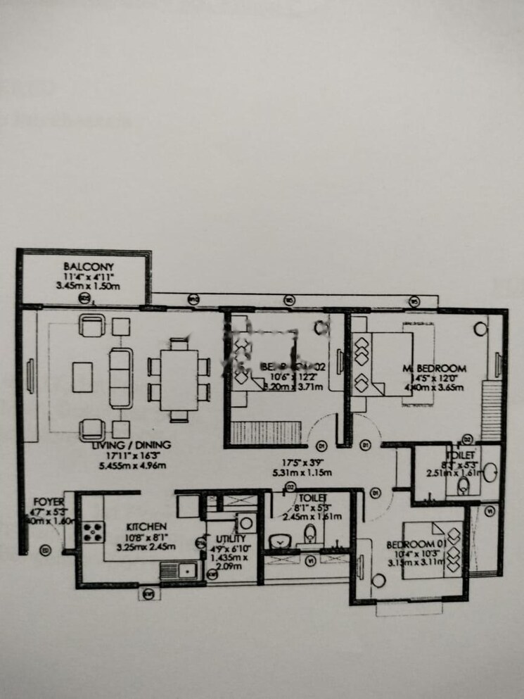 Floor Plan, godrej-aqua 3 Bedroom 860 Sq.Ft. Apartment In International Airport Road Bangalore 9108546