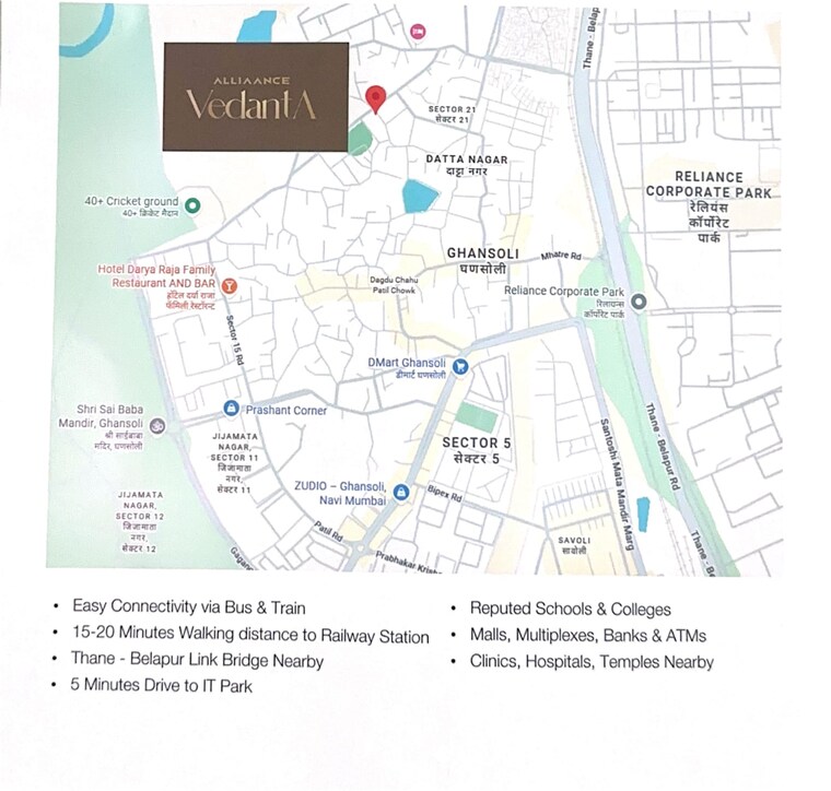 Map Location, ghansoli sector 21 2 Bedroom 750 Sq.Ft. Apartment In Ghansoli Sector 21 Navi Mumbai 9108739