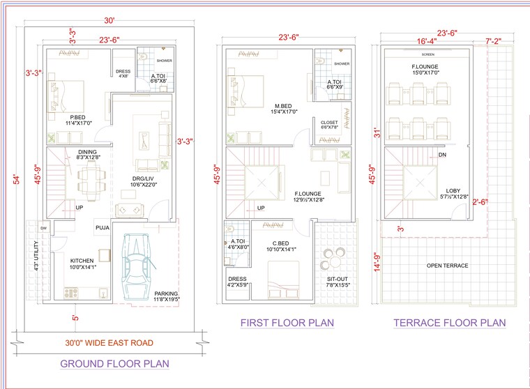Floor Plan, wadakpally 3 Bedroom 2814 Sq.Ft. Villa In Wadakpally Hyderabad 9109880