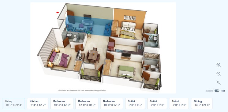 Floor Plan, sarthak-paradise 3 Bedroom 1500 Sq.Ft. Apartment In Jagatpura Jaipur 9110639