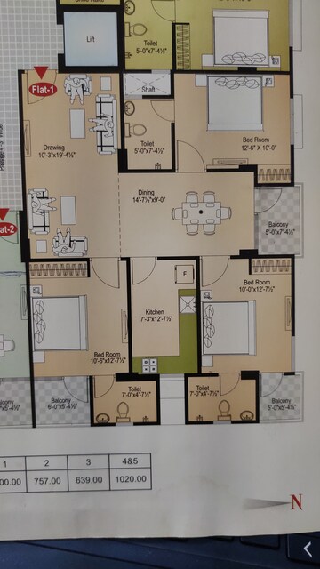 Floor Plan in 3 BHK Apartment at Sarthak Paradise, Jagatpura – for Sale