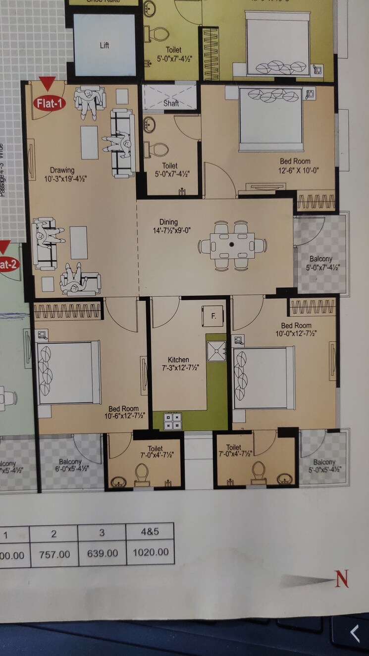 Floor Plan, sarthak-paradise 3 Bedroom 1500 Sq.Ft. Apartment In Jagatpura Jaipur 9110639