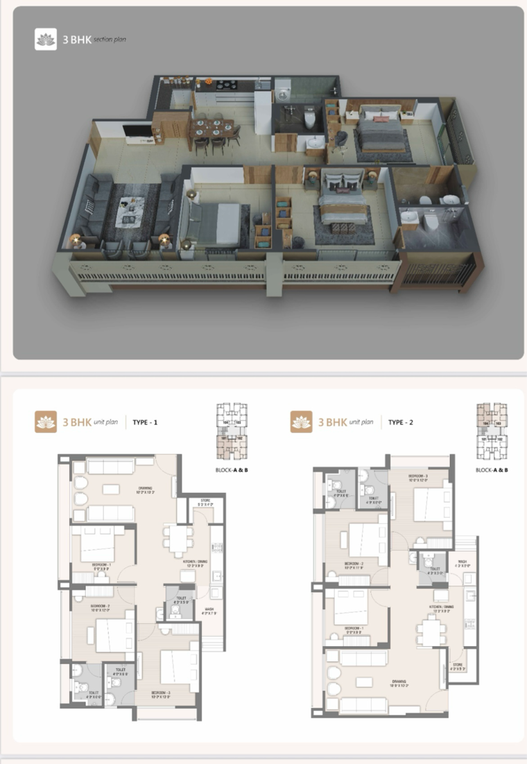 Floor Plan, tragad 3 Bedroom 180 Sq.Yd. Apartment In Tragad Ahmedabad 9110983