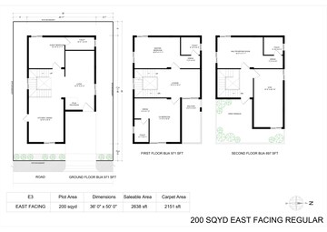 Floor Plan in 3 BHK Villa at Praneeth Pranav Grove Park, Gagillapur – for Sale