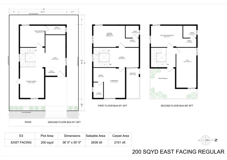 Floor Plan, praneeth-pranav-grove-park 3 Bedroom 2176 Sq.Ft. Villa In Gagillapur Hyderabad 9112841