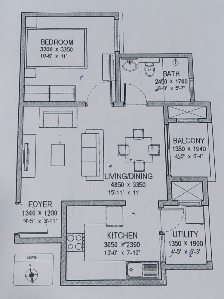 Floor Plan, sobha-lake-garden 1 Bedroom 765 Sq.Ft. Apartment In Kr Puram Bangalore 9112907