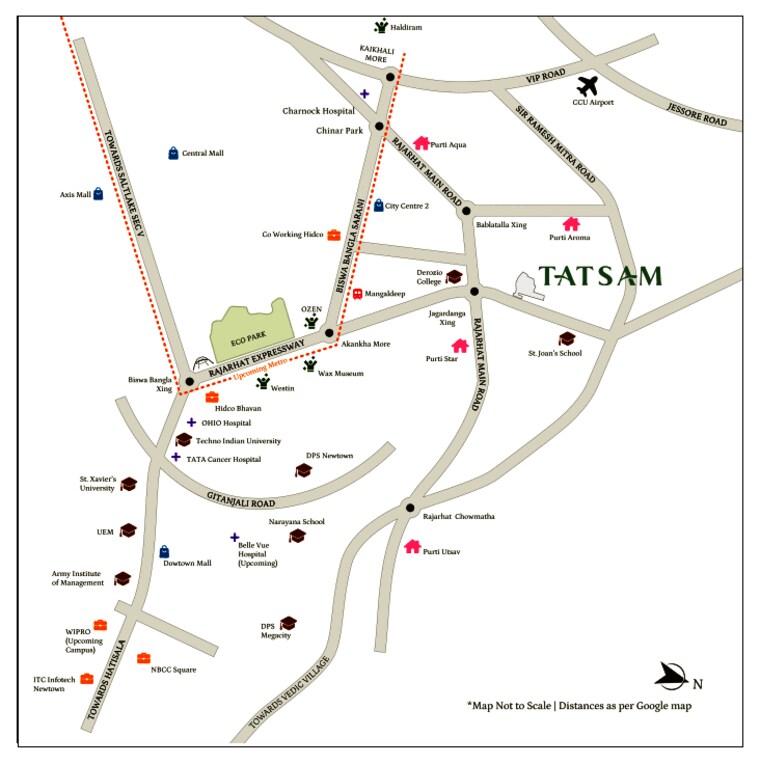 Map Location, rajarhat new town 3 Bedroom 1450 Sq.Ft. Apartment In Rajarhat New Town Kolkata 9113512