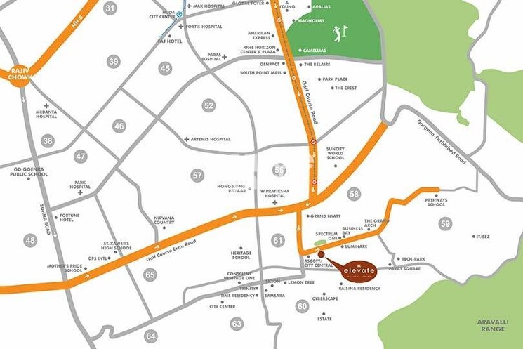 Map Location, conscient-hines-elevate 3 Bedroom 2295 Sq.Ft. Apartment In Sector 59 Gurgaon 9113708