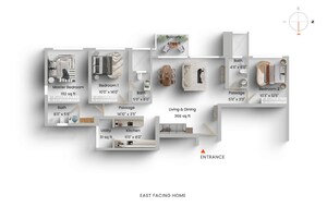 Floor Plan in 3 BHK Apartment at Runwal Bliss, Kanjurmarg East – for Sale