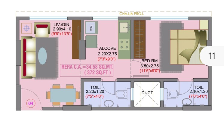 Floor Plan, haware-sky 1 Bedroom 372 Sq.Ft. Apartment In Chembur Mumbai 9114830