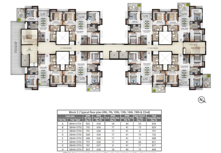 Floor Plan, merlin-skygaze 3 Bedroom 767 Sq.Ft. Apartment In Em Bypass Kolkata 9115459
