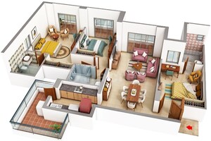 Floor Plan in 3 BHK Apartment at Eldeco La Vida Bella, Sector 12 Greater Noida – for Sale