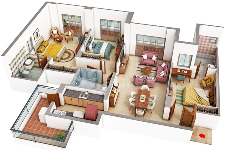 Floor Plan, eldeco-la-vida-bella 3 Bedroom 1905 Sq.Ft. Apartment In Sector 12 Greater Noida Greater Noida 9115711