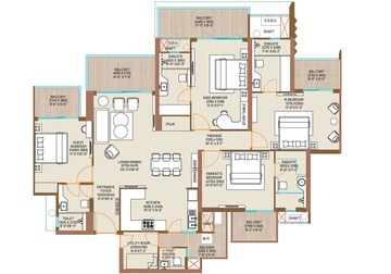 Floor Plan in 4 BHK Apartment at Ivory County, Sector 115 – for Sale