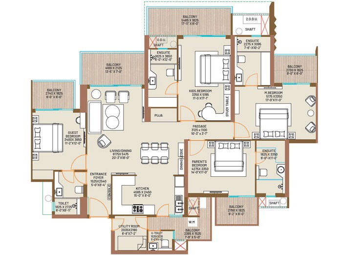 Floor Plan, ivory-county 4 Bedroom 2727 Sq.Ft. Apartment In Sector 115 Noida 9115741