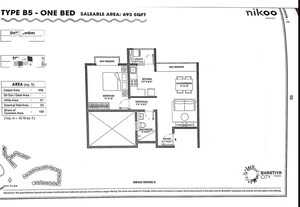 Floor Plan in 1 BHK Apartment at Bhartiya Nikoo Homes Phase 2, Thanisandra Main Road – for Sale