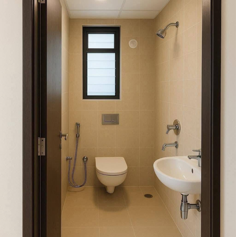 Bathroom, om-shivam-arjun 2 Bedroom 721 Sq.Ft. Apartment In Kamothe Sector 31 Navi Mumbai 9119096