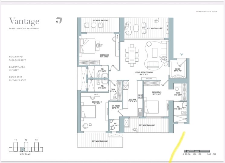 Floor Plan, indiabulls-estate-and-club 3 Bedroom 2570 Sq.Ft. Apartment In Sector 104 Gurgaon 9119456