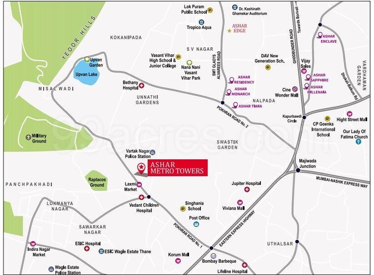 Map Location, ashar-metro-towers 2 Bedroom 556 Sq.Ft. Apartment In Vartak Nagar Thane 9120332