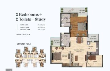 Floor Plan in 2 BHK Apartment at Victoryone Central, Sector 12 Greater Noida – for Sale