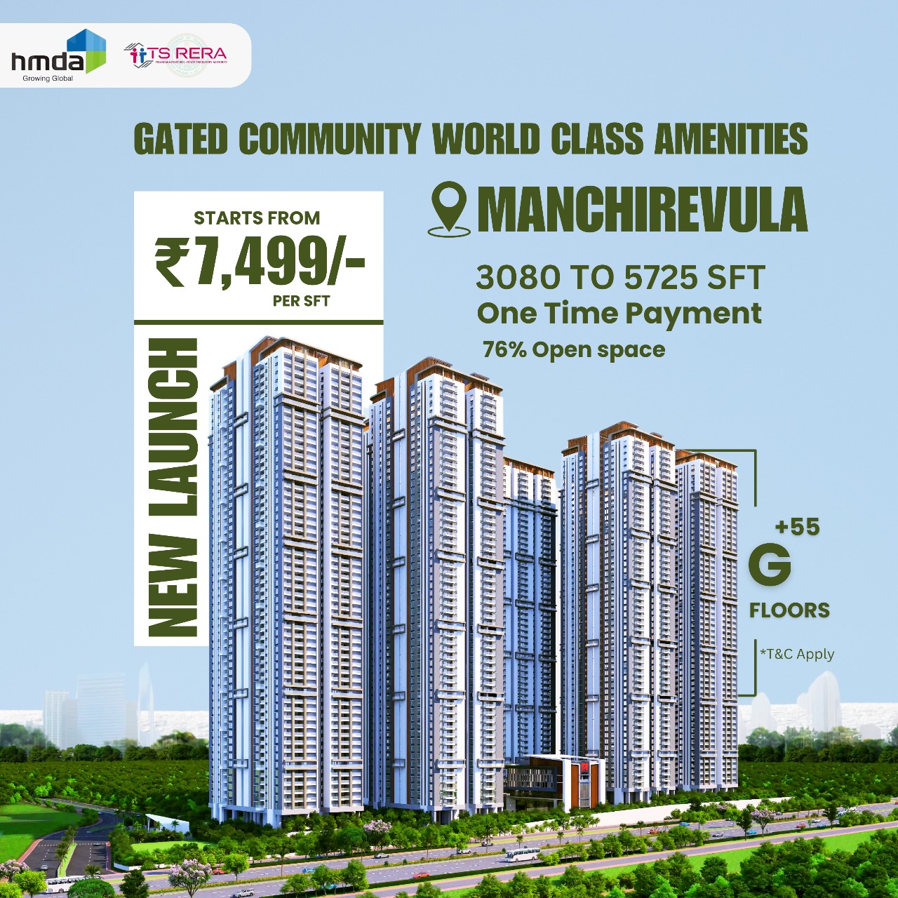 3 BHK + Pooja Room,Servant Room,Study Room,Extra Room 2228 Sq.Ft. Apartment in Hallmark Sunnyside