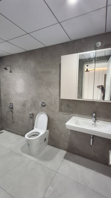Bathroom in 3 BHK Apartment at Rajapushpa Provincia, Narsingi – for Rent